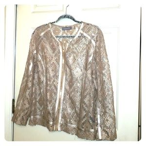 Bagatelle Gold Embroidered Mesh Cardigan